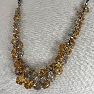 Sparkly gold and clear faceted crystal bead necklace